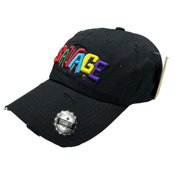 House of Commons Premium Headwear Savage Embroidered Strap Back Hat - One Size - Picture 4 of 8